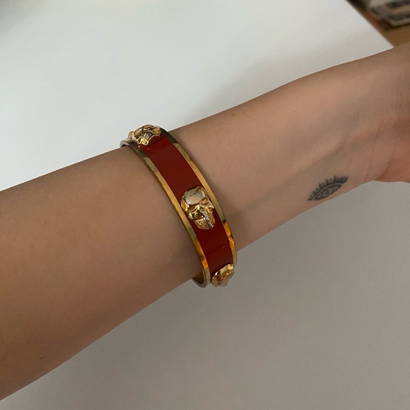 Vintage 3D Skull Inlay Alexander McQueen Bracelet gold - Picture 6 of 7